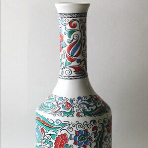 Vintage Metaxa Greek Liquor Porcelain Decanter Jar Vase Floral Design